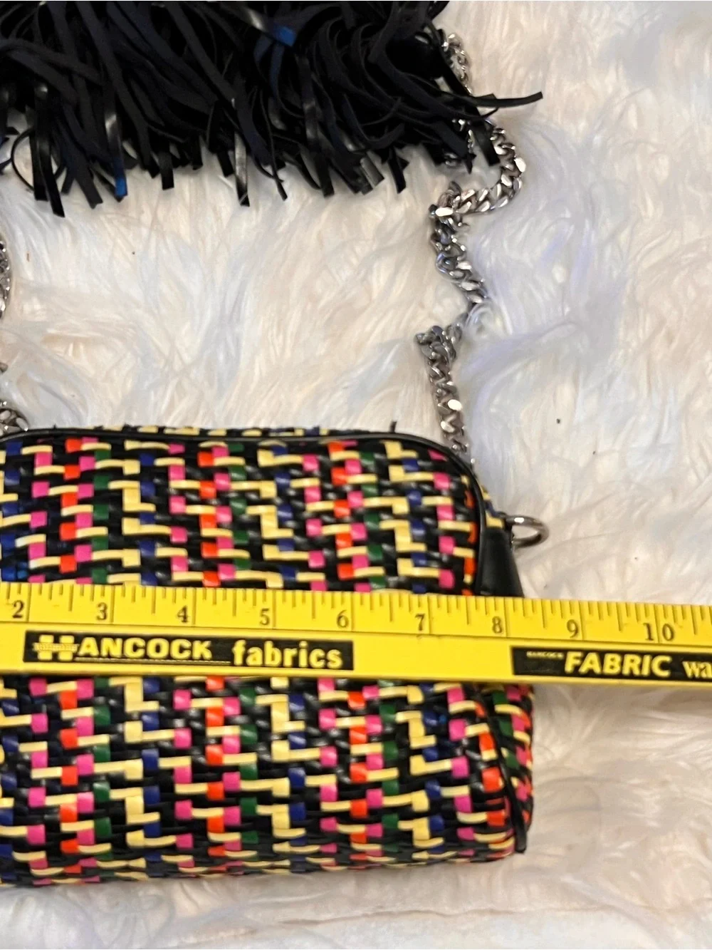 Zara Multicolor Woven with Black Tassel strap  crossbody bag